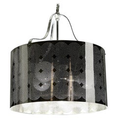 Lampadario Frazier Designs a tamburo grande cromato e traforato