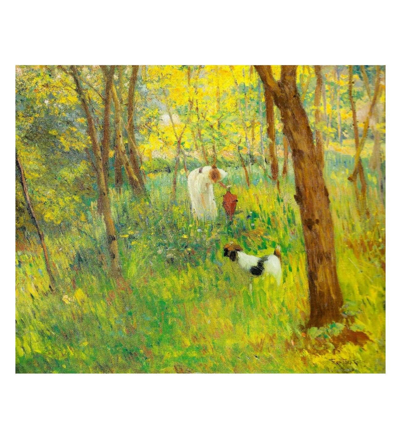 Picking Flowers By F.f. Koch - Painting by Fréderic Ferdinand Koch
