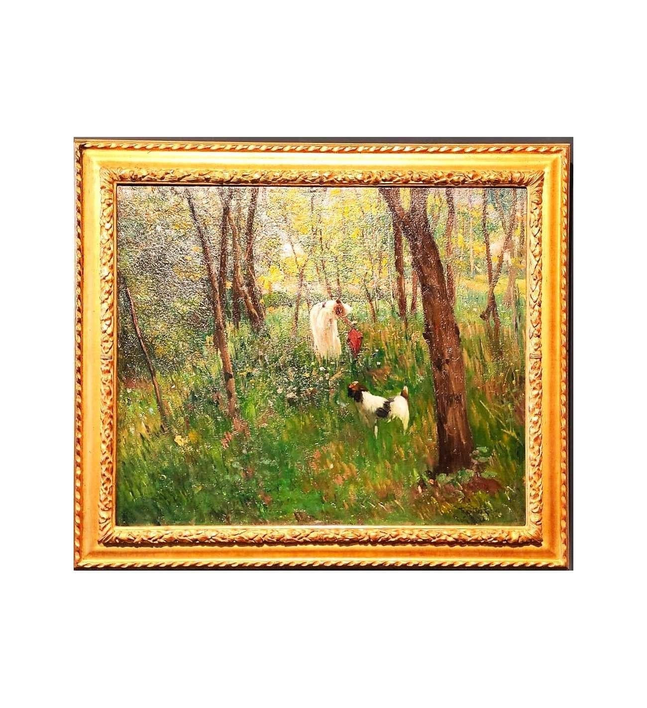 Picking Flowers By F.f. Koch - Academic Painting by Fréderic Ferdinand Koch