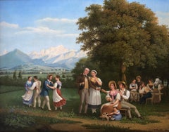 Festival im Landhausstil in der Nähe von Genf mit Blick auf Mont Blanc