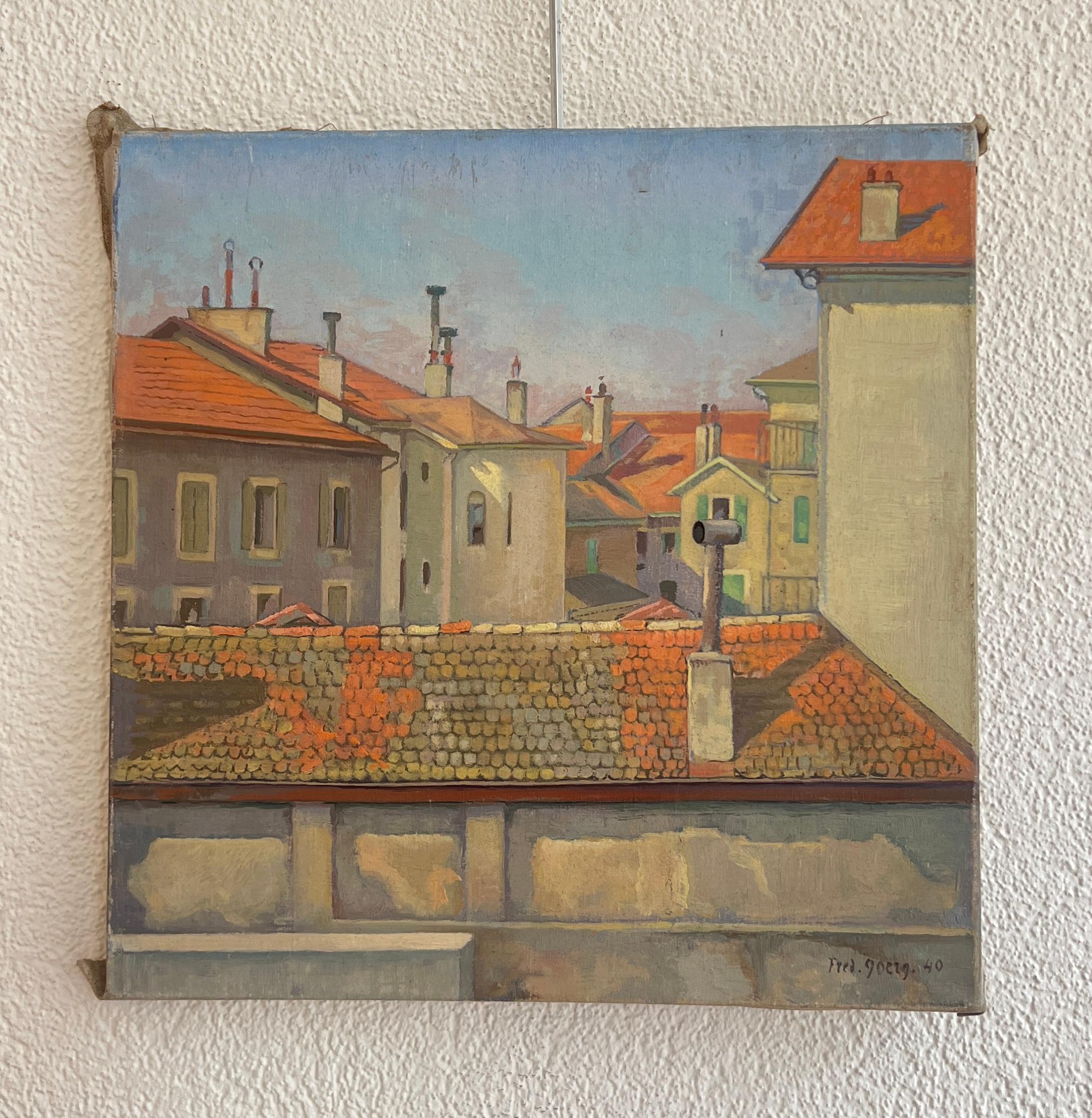 Rooftop view - Painting by Frédéric Goerg
