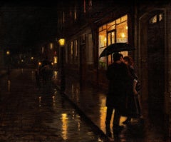 "Rainy Night in Paris, Kissing in the Rain" 1908 Frédéric Levé (1877-1968)