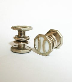 FRE-DAU CO. - Art Deco Silver Tone & Mother-of-Pearl Cuff Links - U.S. - C.1925
