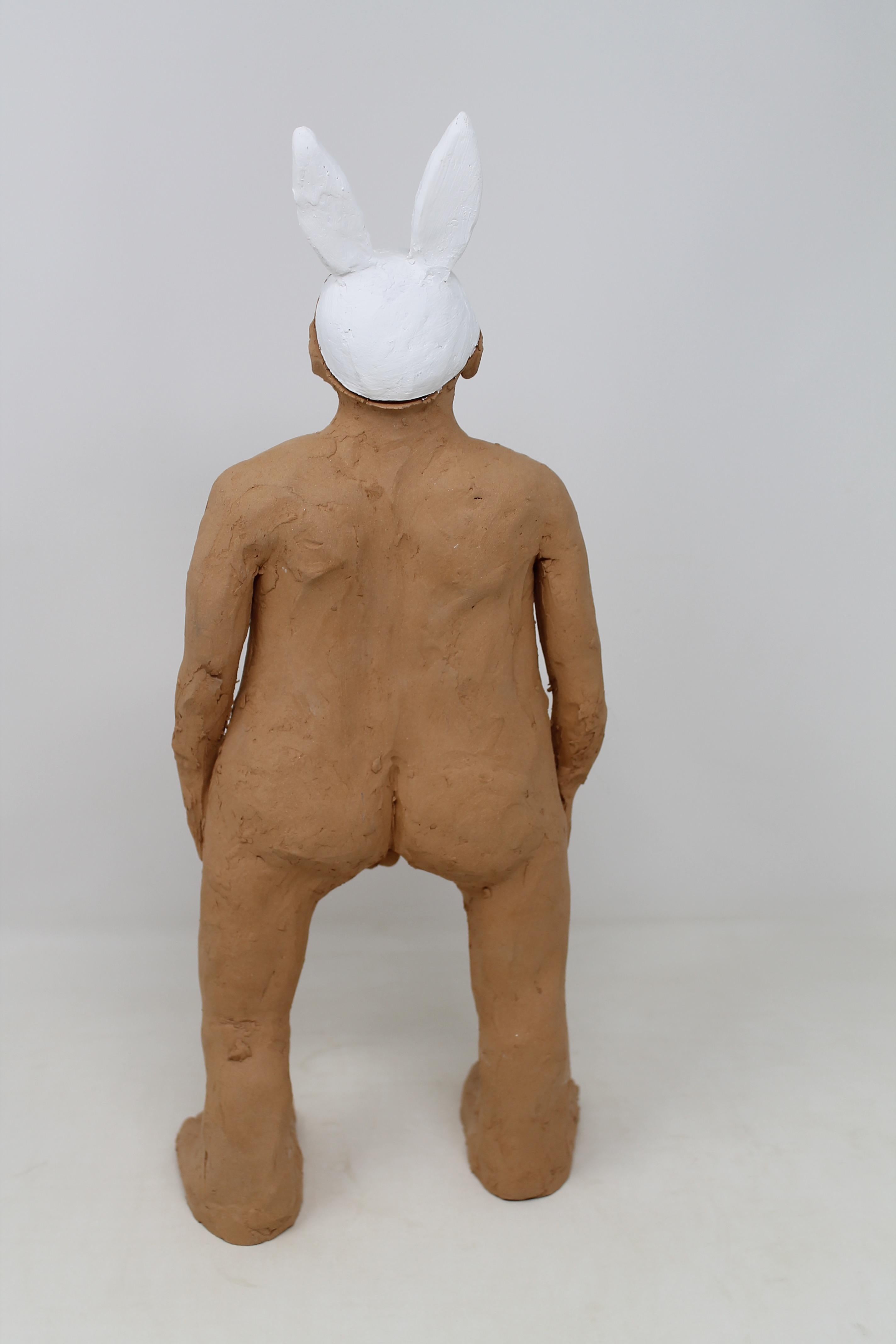 Italian Freaklab Big Humans Made Entirely by Hand in Terracotta, Man-Rabbit For Sale