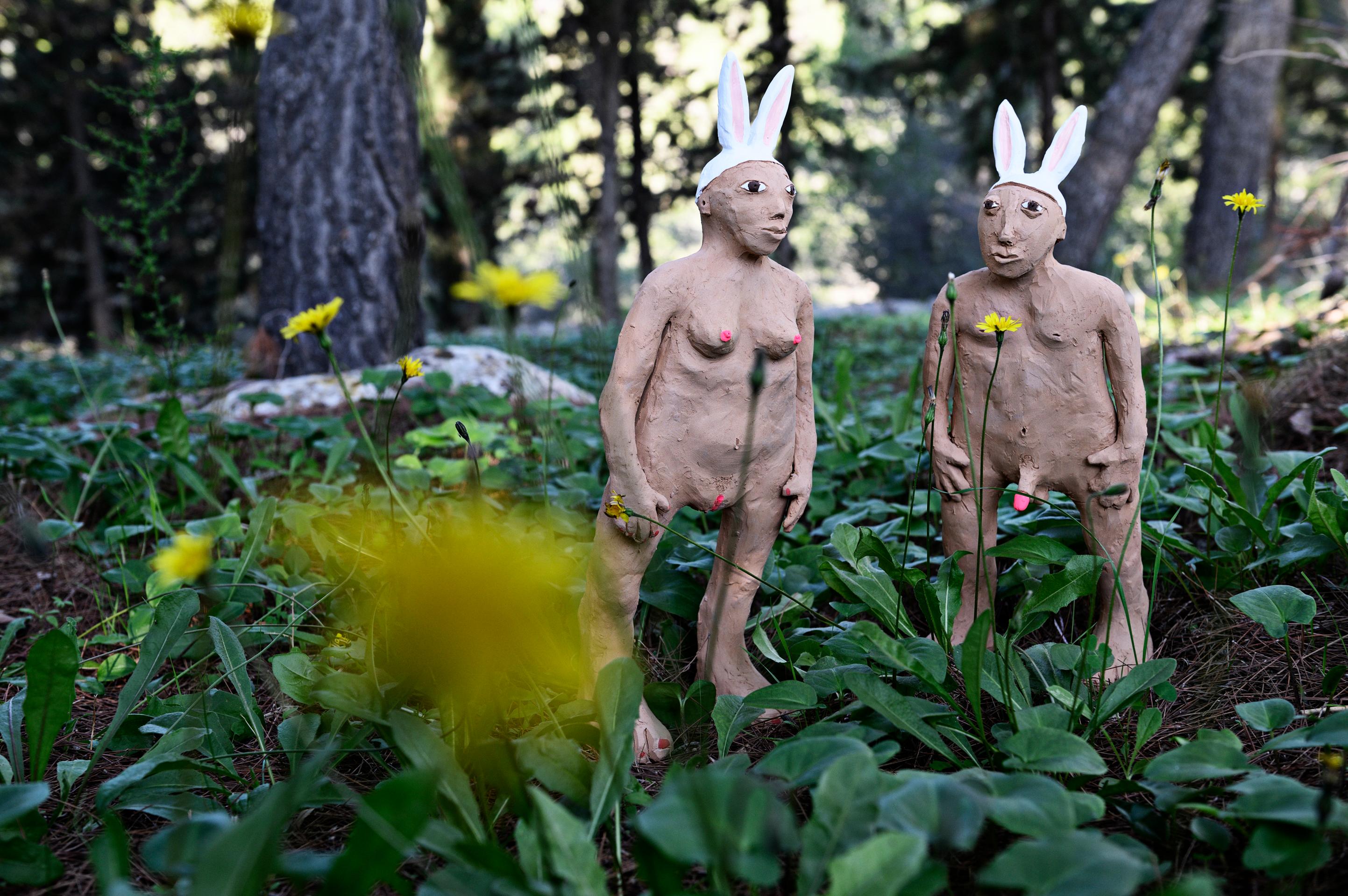 Freaklab Big Humans Made Entirely by Hand in Terracotta, Man-Rabbit In New Condition For Sale In Modica, RG