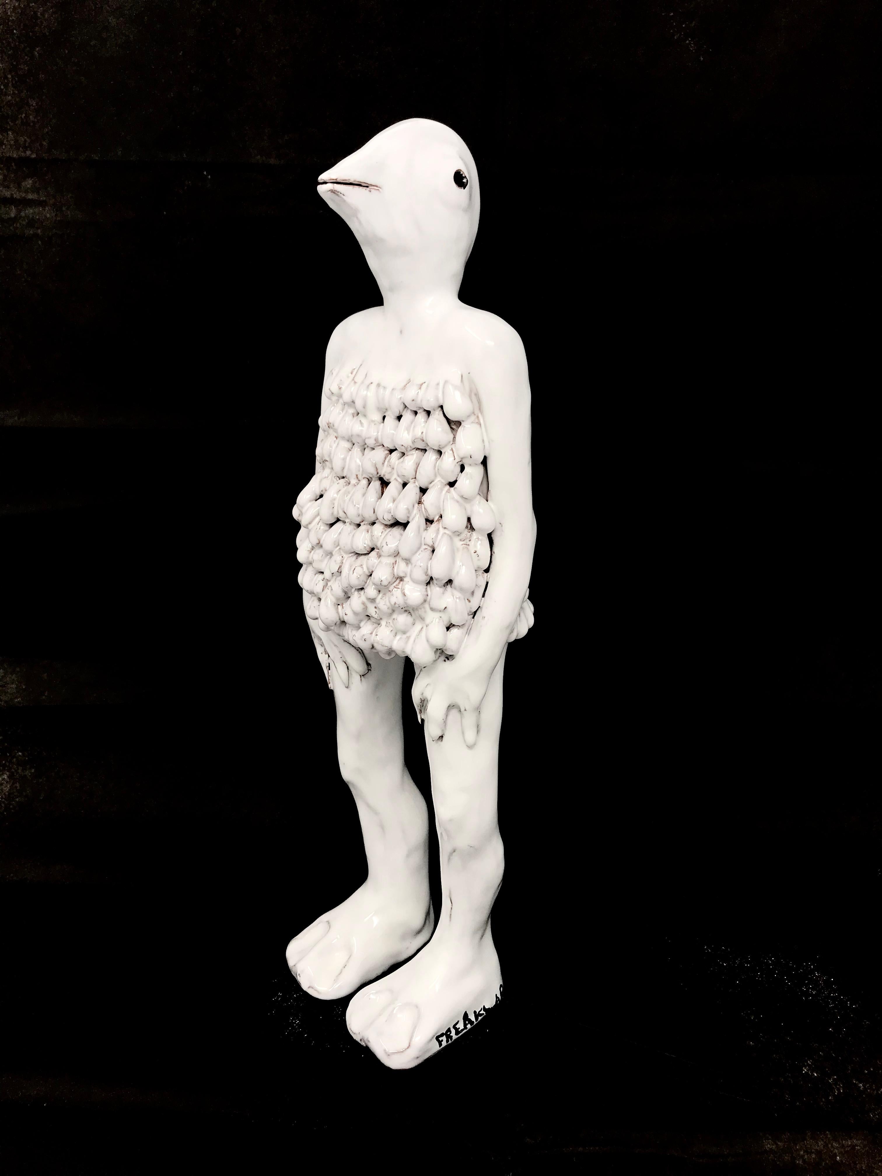 Contemporary Freaklab Big Humans Made Entirely by Hand in Ceramic, Man-Woman Bird For Sale