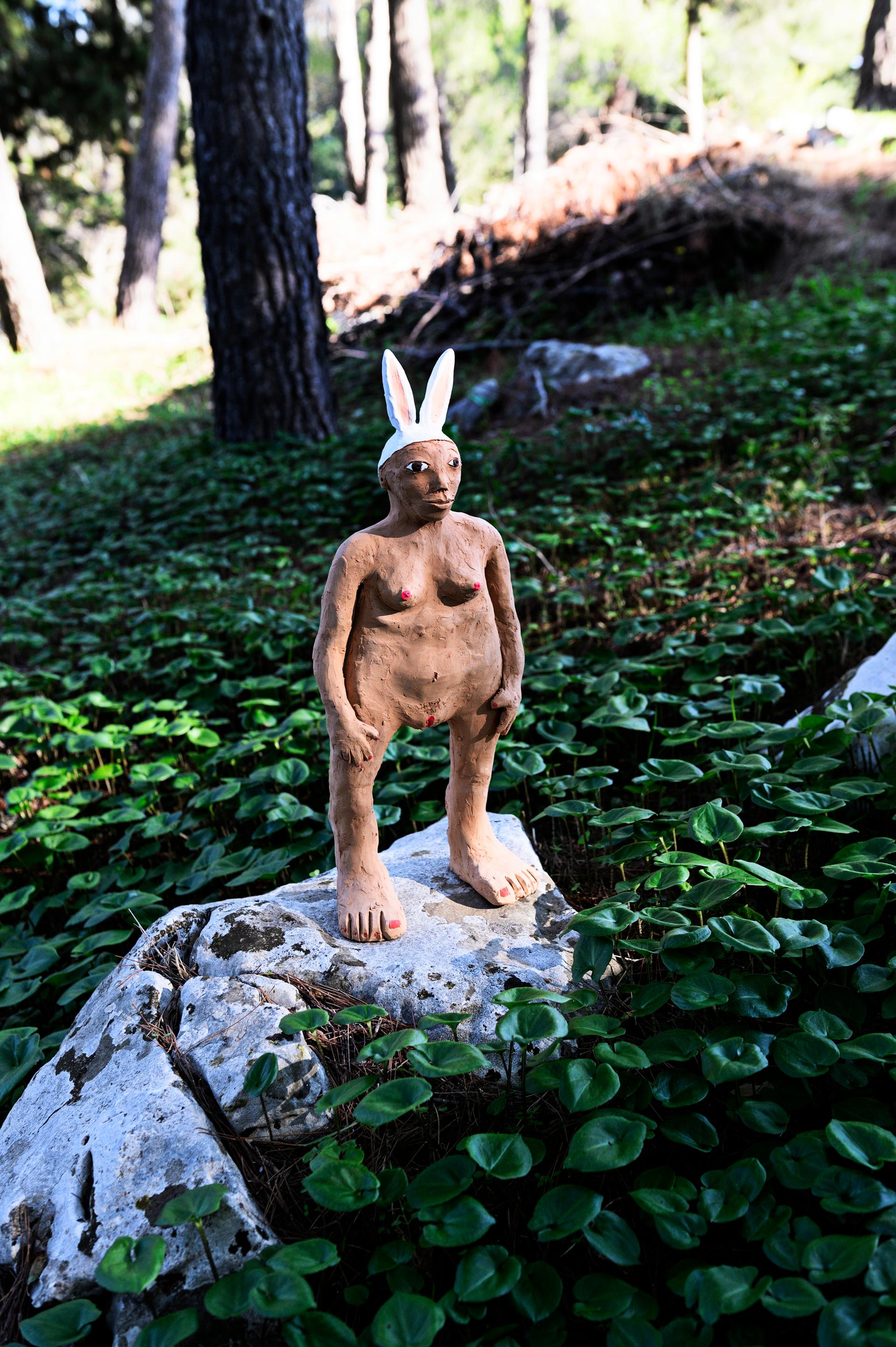 Freaklab Big Humans Made Entirely by Hand in Terracotta, Woman-Rabbit In New Condition For Sale In Modica, RG