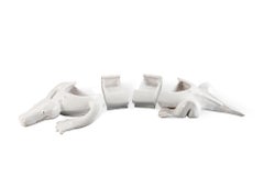 Freaklab Crocodile 4part Bowl Made Entirely Byhand in Ceramic in White and Green