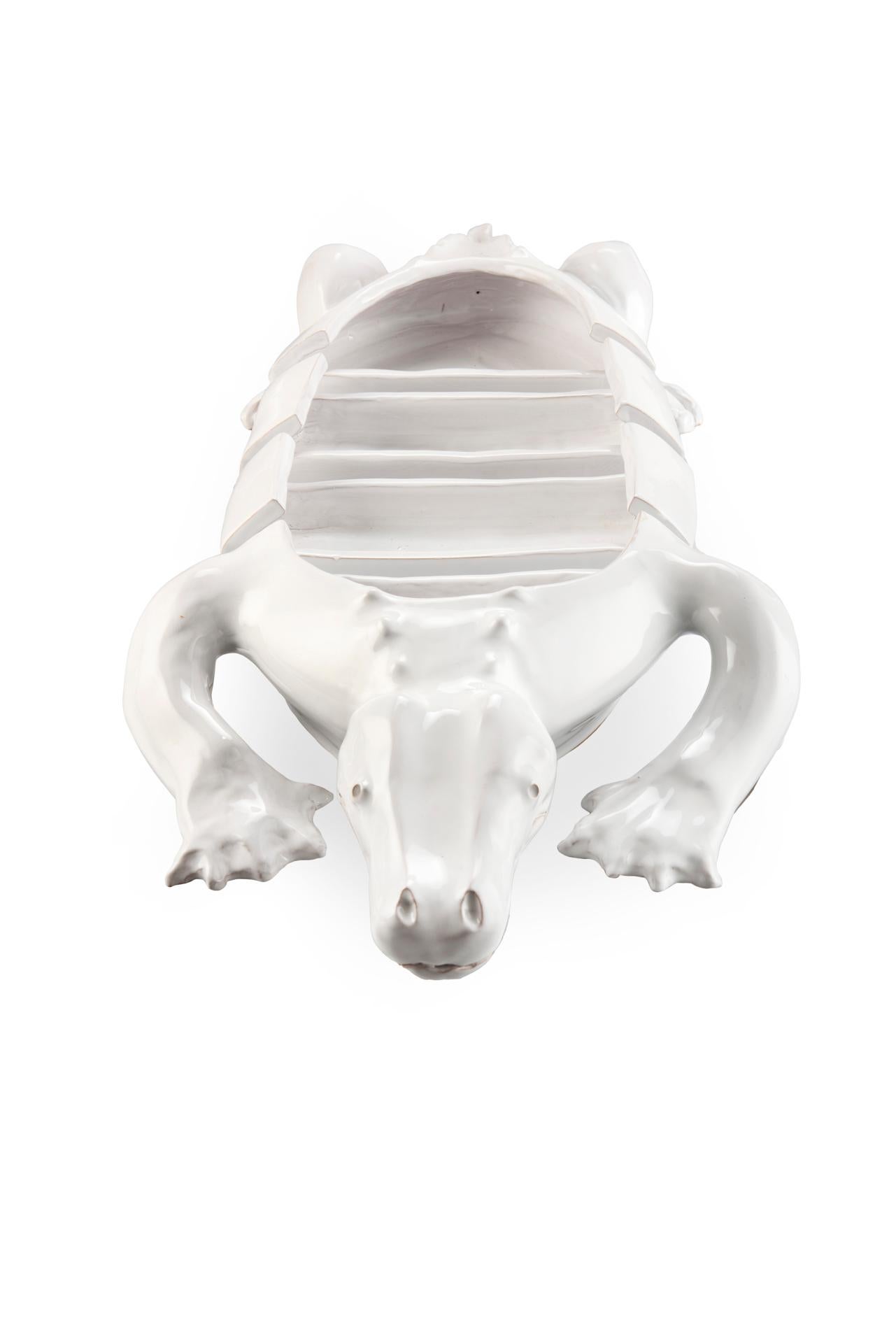 Other Freaklab Crocodile 4part Bowl Made Entirely Byhand in Ceramic in White and Green For Sale