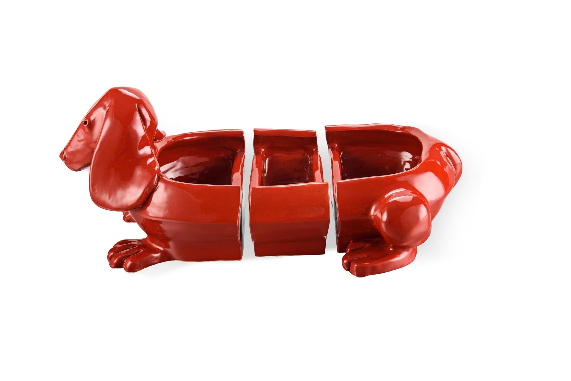 Italian Freaklab Dog 3 part Bowl Made Entirely byHand in Ceramic  For Sale