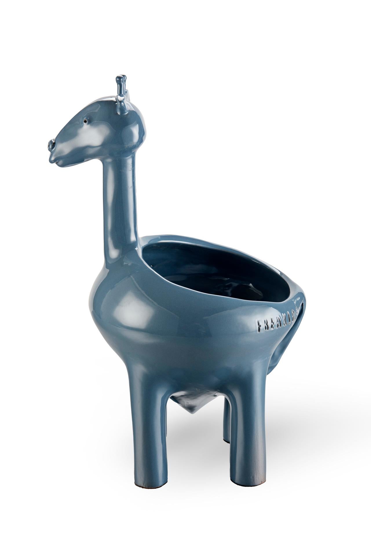 Other Freaklab  Gray-Blue Giraffe Bowl Large Made Entirely by Hand in Ceramic For Sale