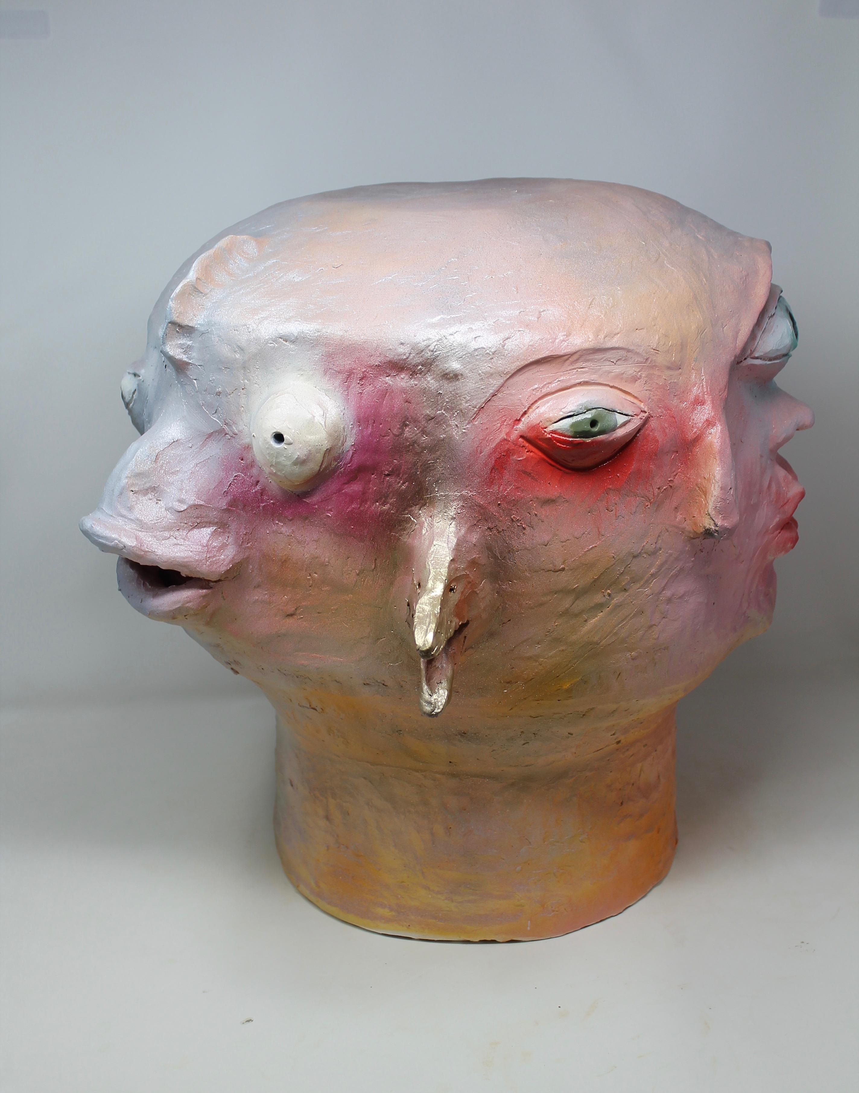 Italian Freaklab Head  Made Entirely by Hand in Ceramic, ' Molti Volti ' For Sale