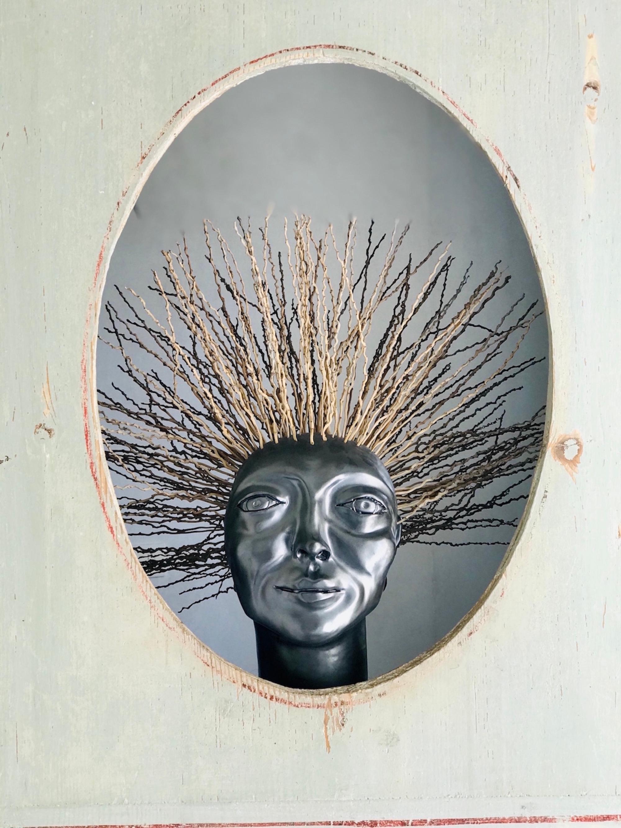 Enameled Freaklab Head  Made Entirely by Hand in Ceramic, ' Testa Riccia' For Sale