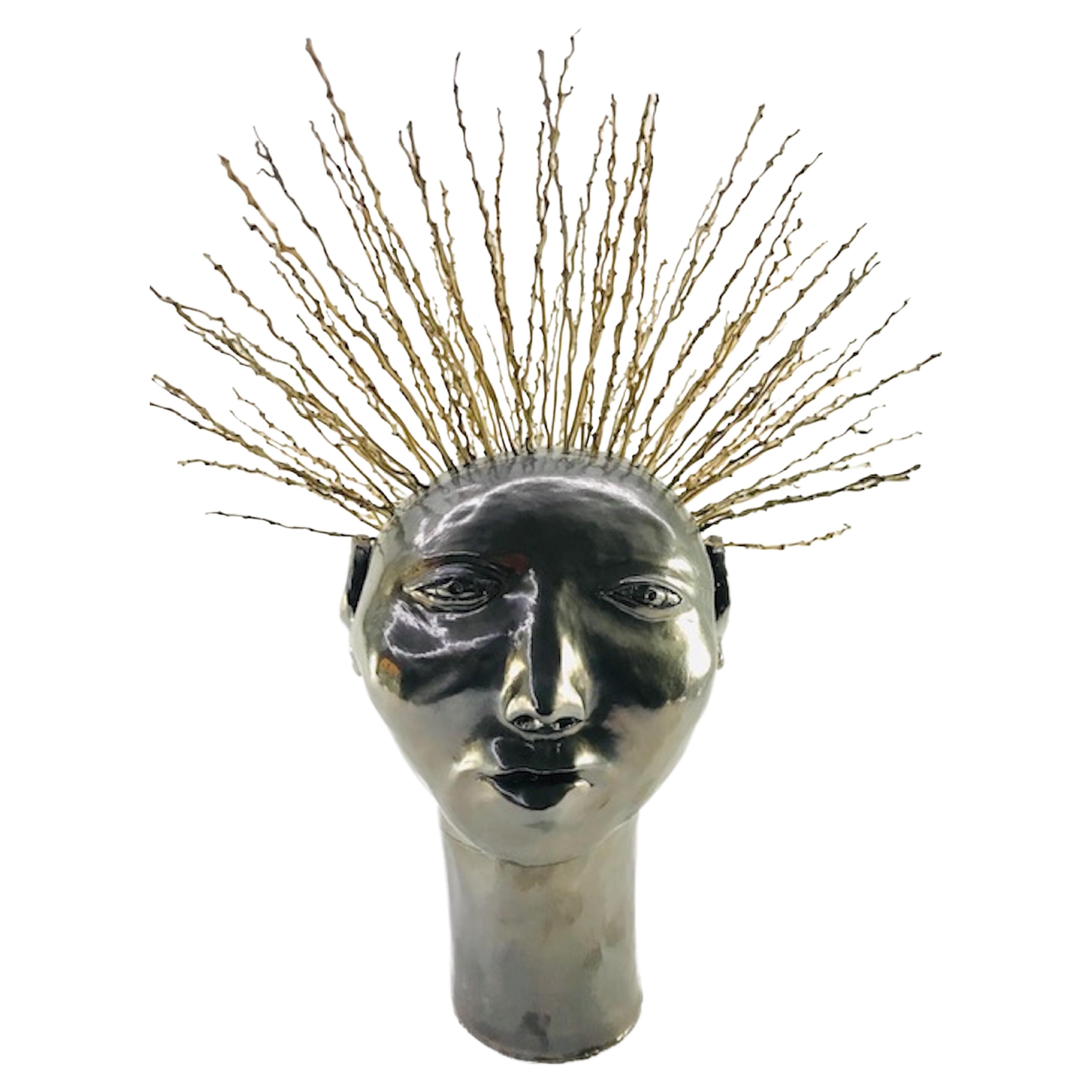 Freaklab Head  Made Entirely by Hand in Ceramic, ' Testa Riccia' For Sale
