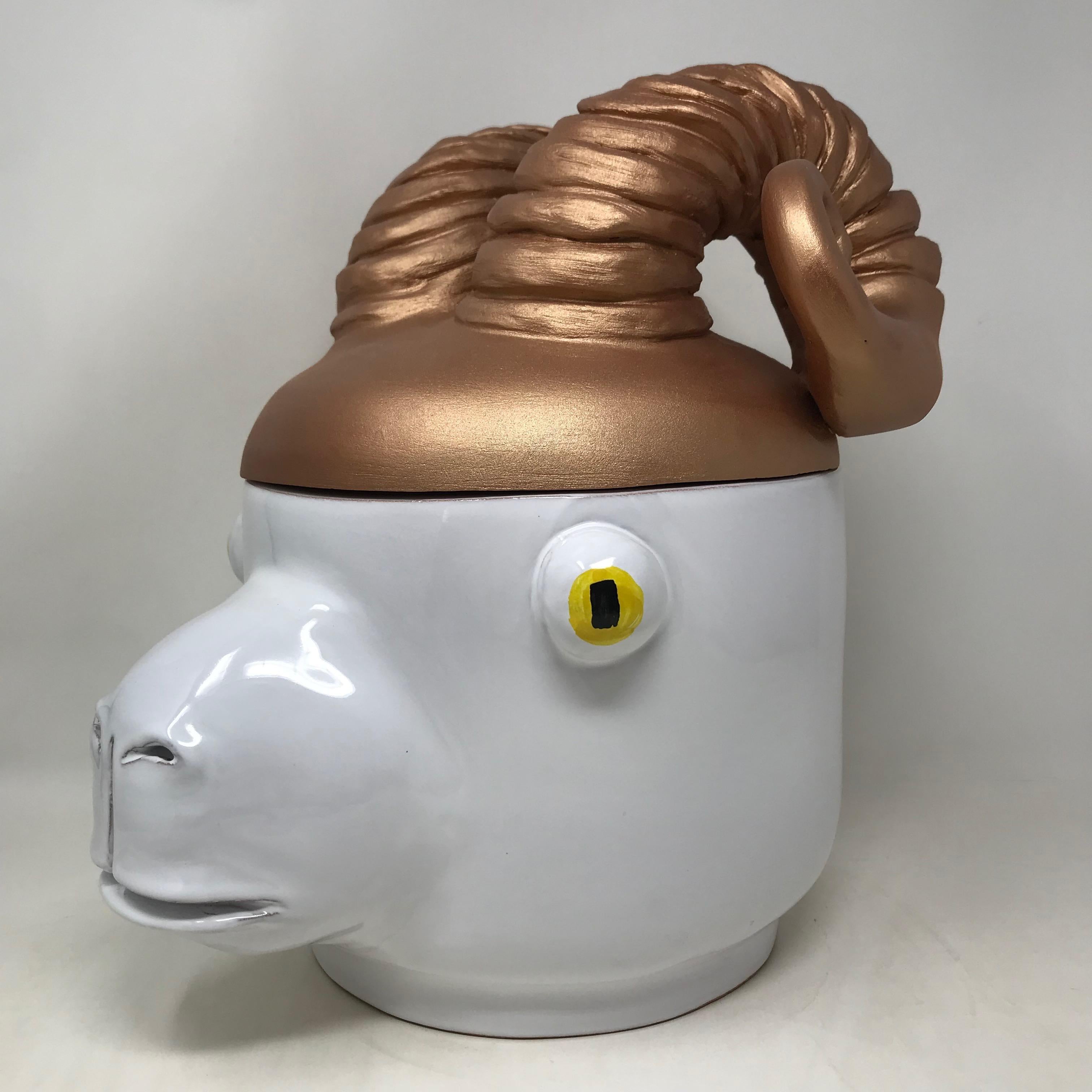 Other Freaklab Mouflon Conteiner Large Made Entirely by Hand in Ceramic For Sale