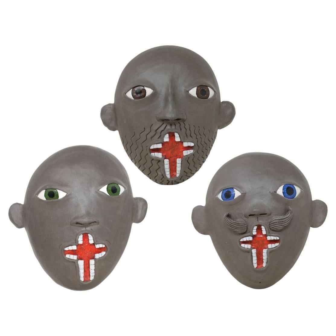 Freaklab Trio Masks Made Entirely by Hand in Ceramic For Sale