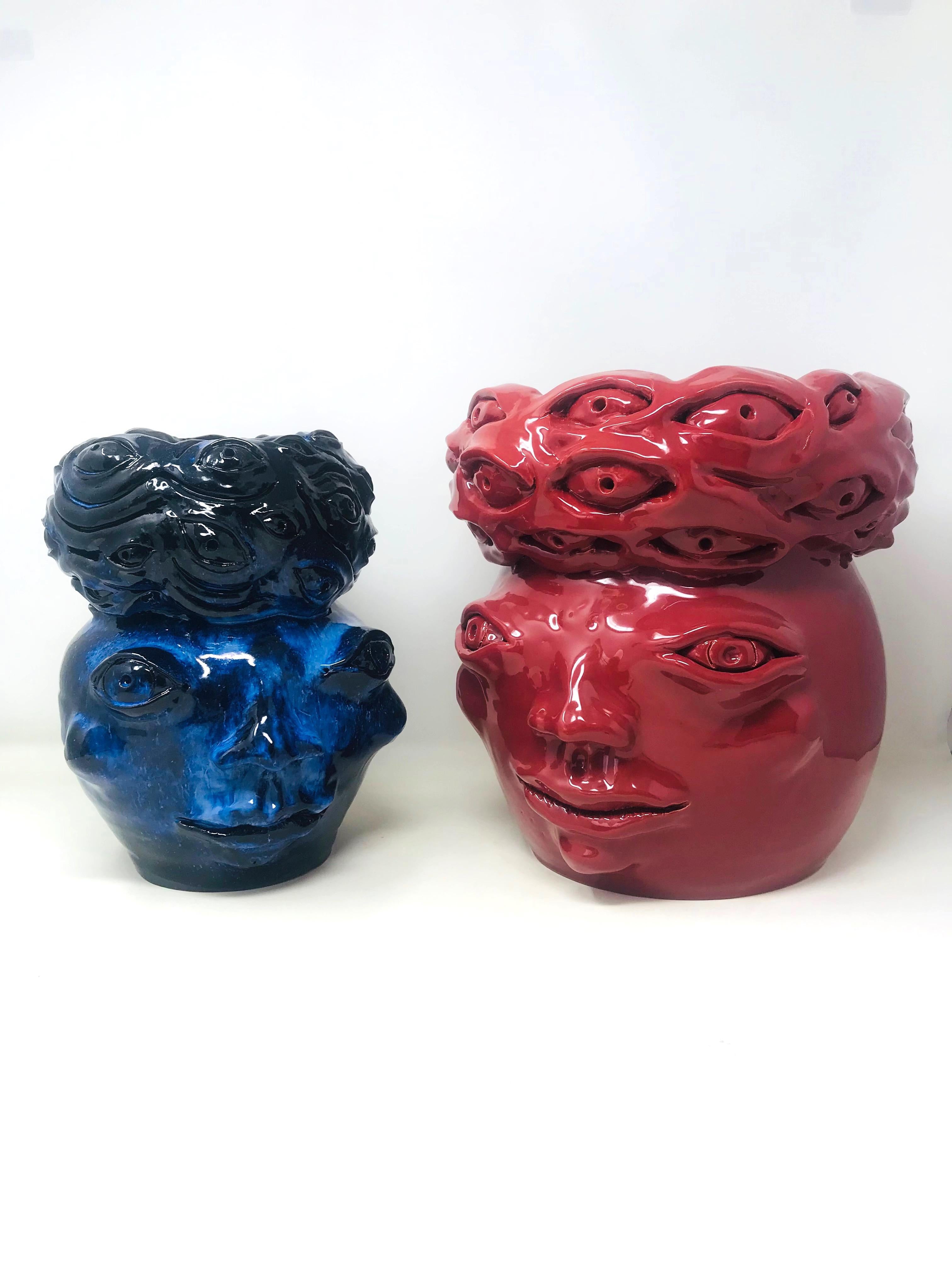 Freaklab-Vase aus Keramik in warmem Rot, vollständig von Hand gefertigt im Angebot 2
