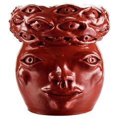 Freaklab vase made entirely by hand in ceramic, warm red color