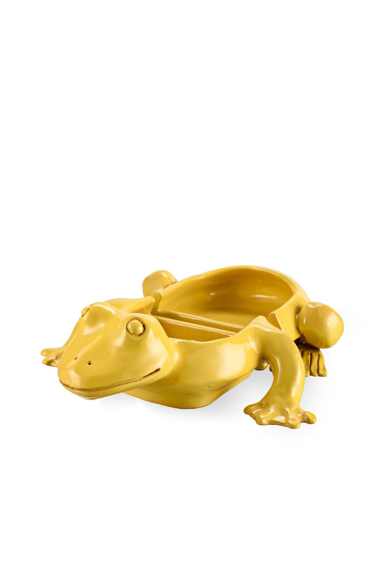 Other Freaklab Yellow Frog  2 part Bowl Made Entirely byHand in Ceramic  For Sale
