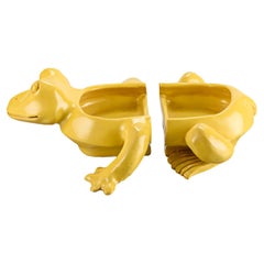Freaklab Gelber Frosch  2-teilige Schale Vollständig von Hand aus Keramik gefertigt 