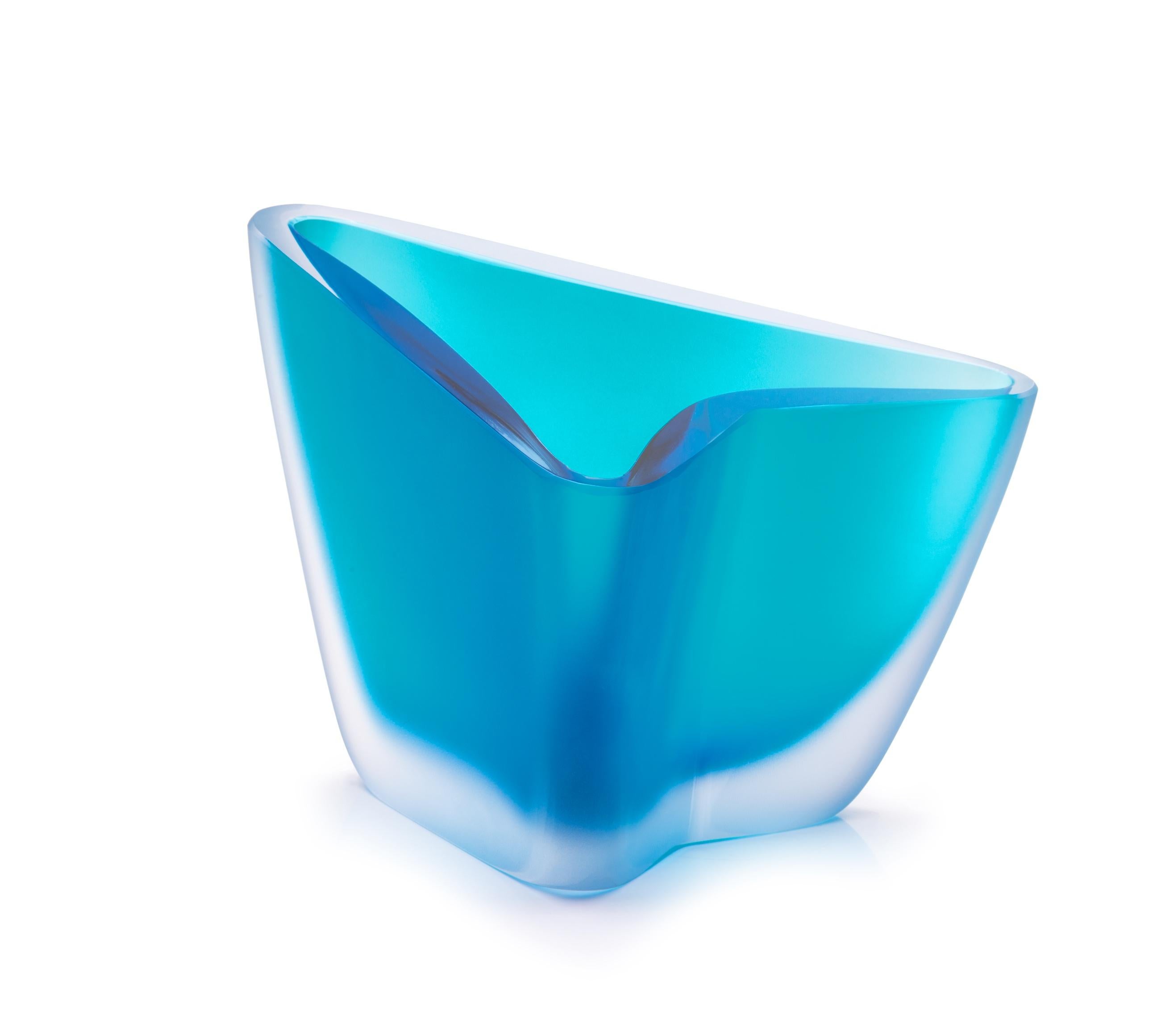 Moderne Petit vase en verre de Murano bleu méditerranéen Alessandro Mendini, XXIe siècle en vente