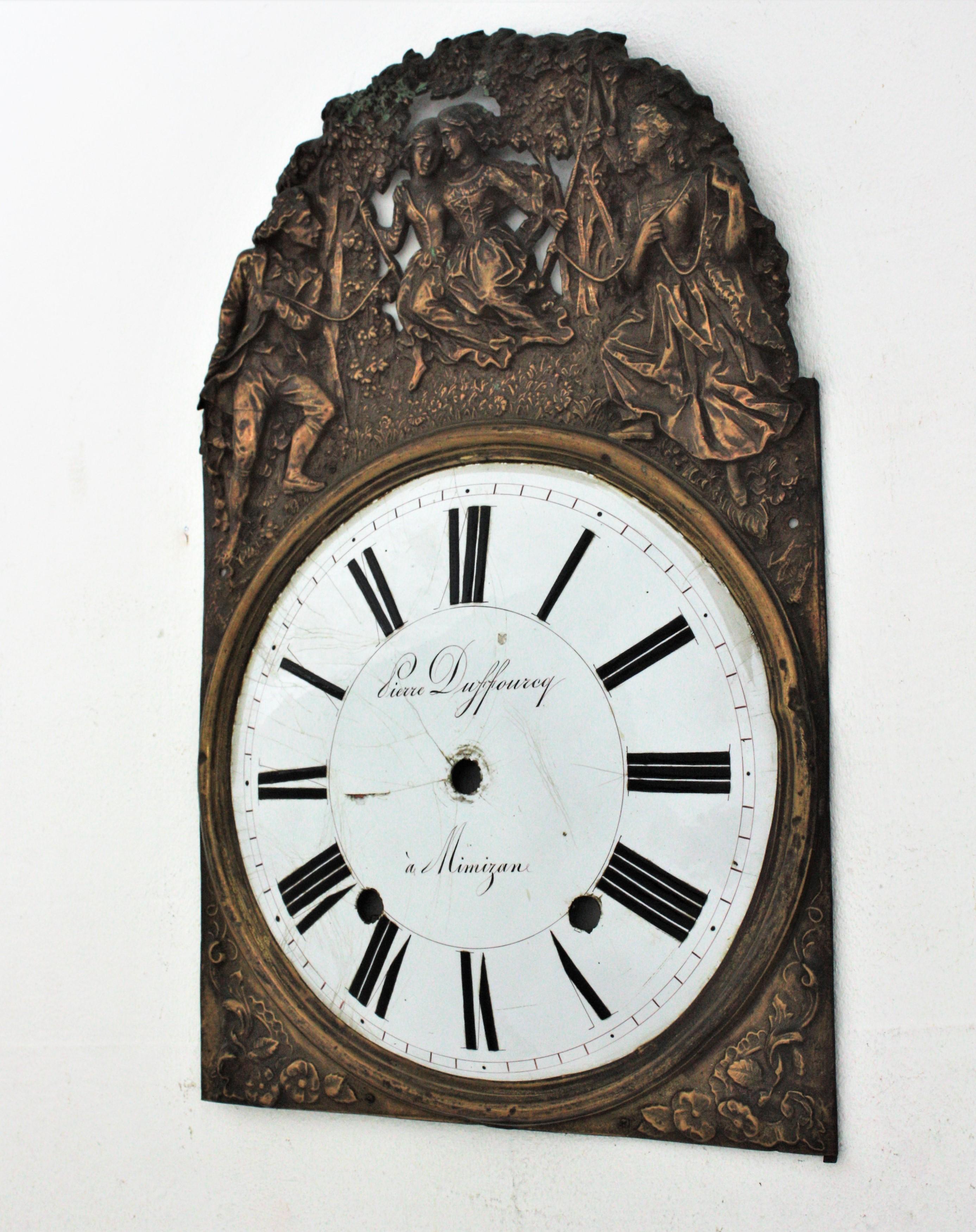 Frech Brass Repoussé Wall Clock Front Wall Decoration For Sale 1