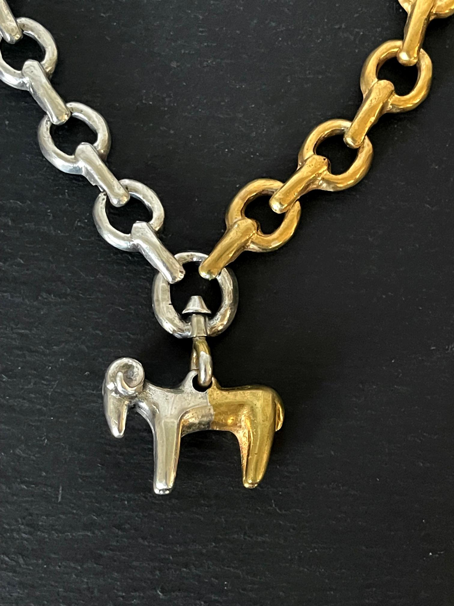 Mid-Century Modern Frech Gilt and Silvered Necklace 