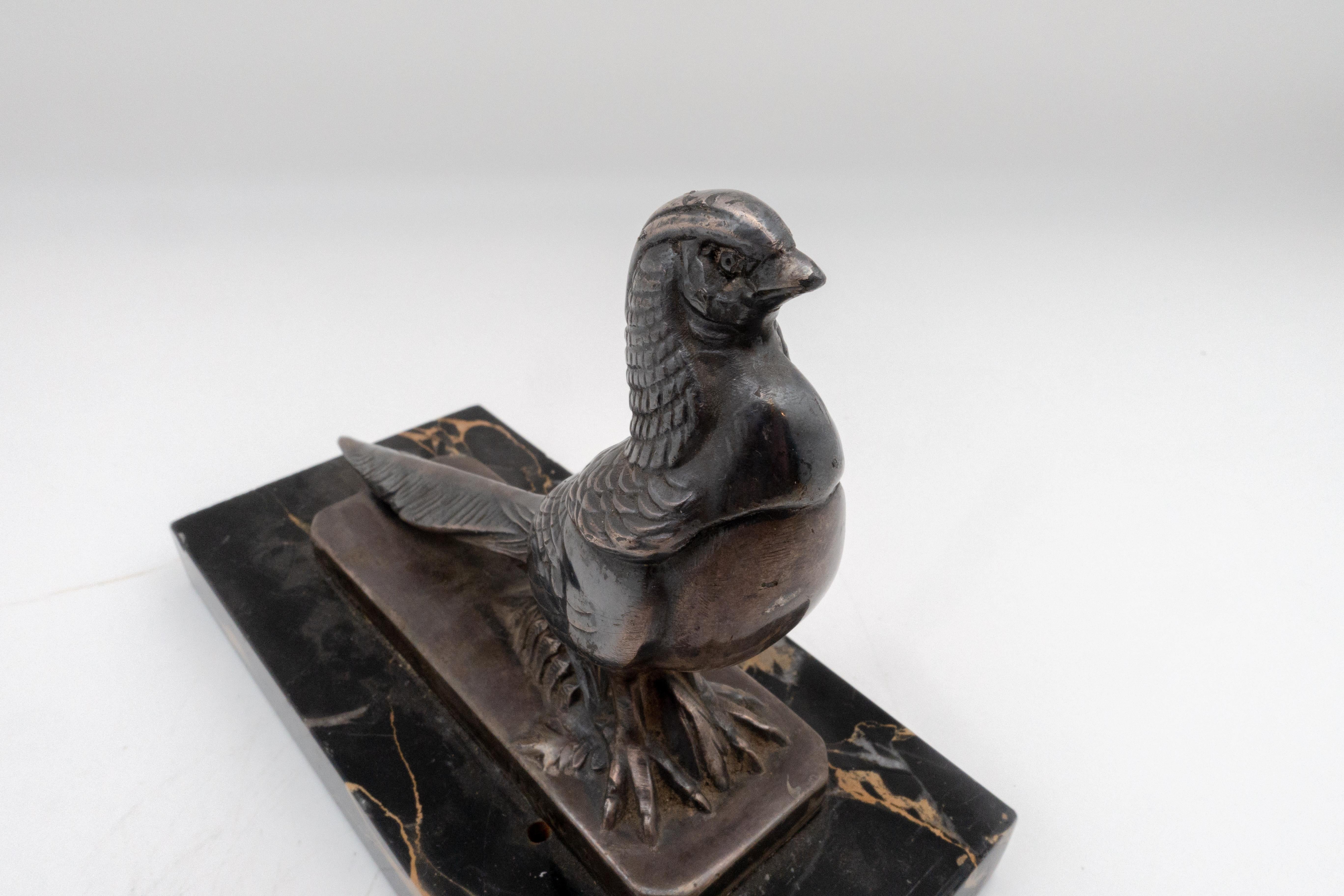 French Frécourt Silvered Bronze Pheasant