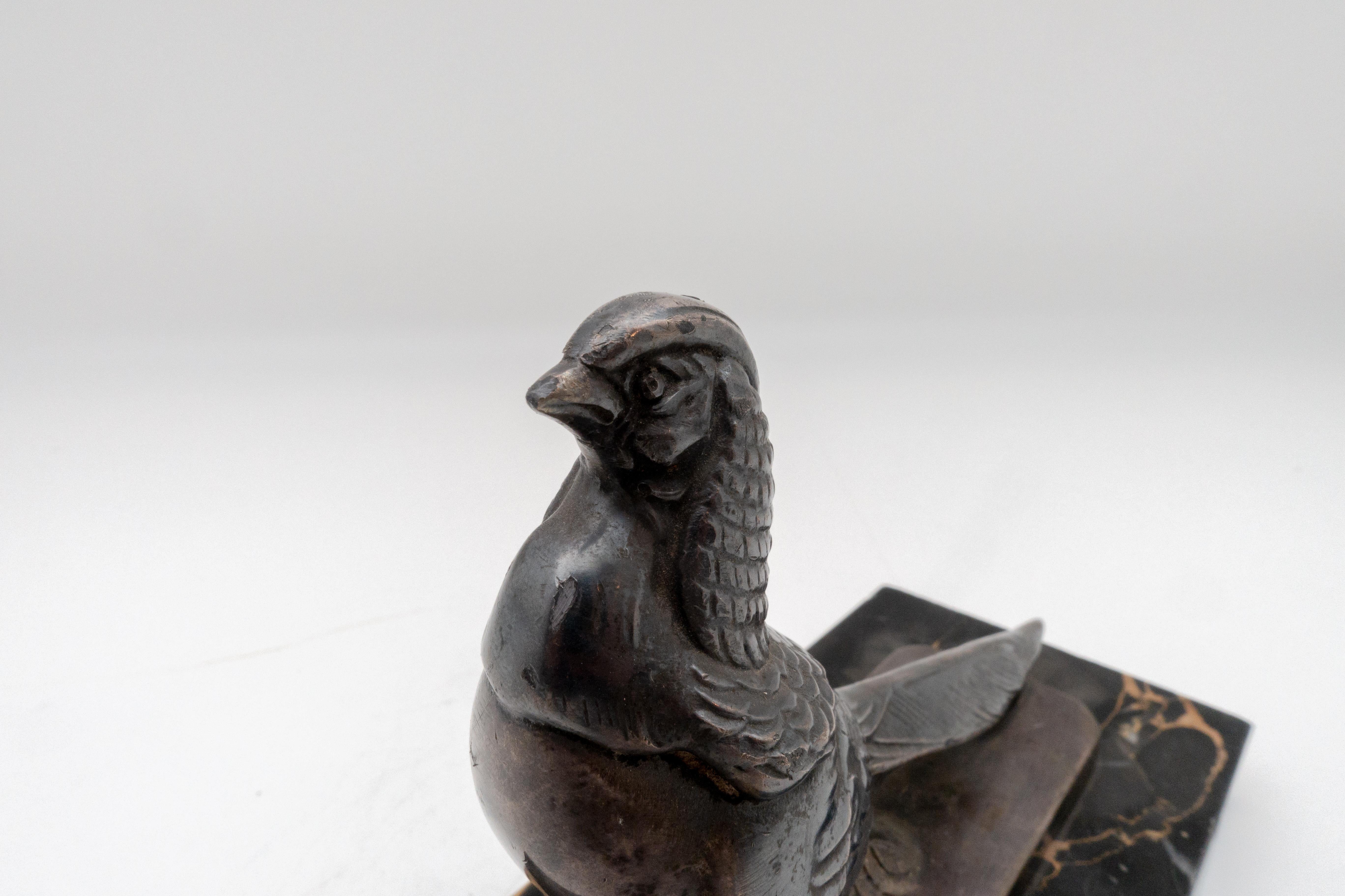 20th Century Frécourt Silvered Bronze Pheasant