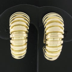 Orecchini a clip Fred in oro giallo 14K con scanalatura graduata e lucidata, a forma di cerchio, con chiusura a scatto