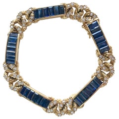 Fred 18 Karat Gelbgold-Armband, Saphire und Diamanten