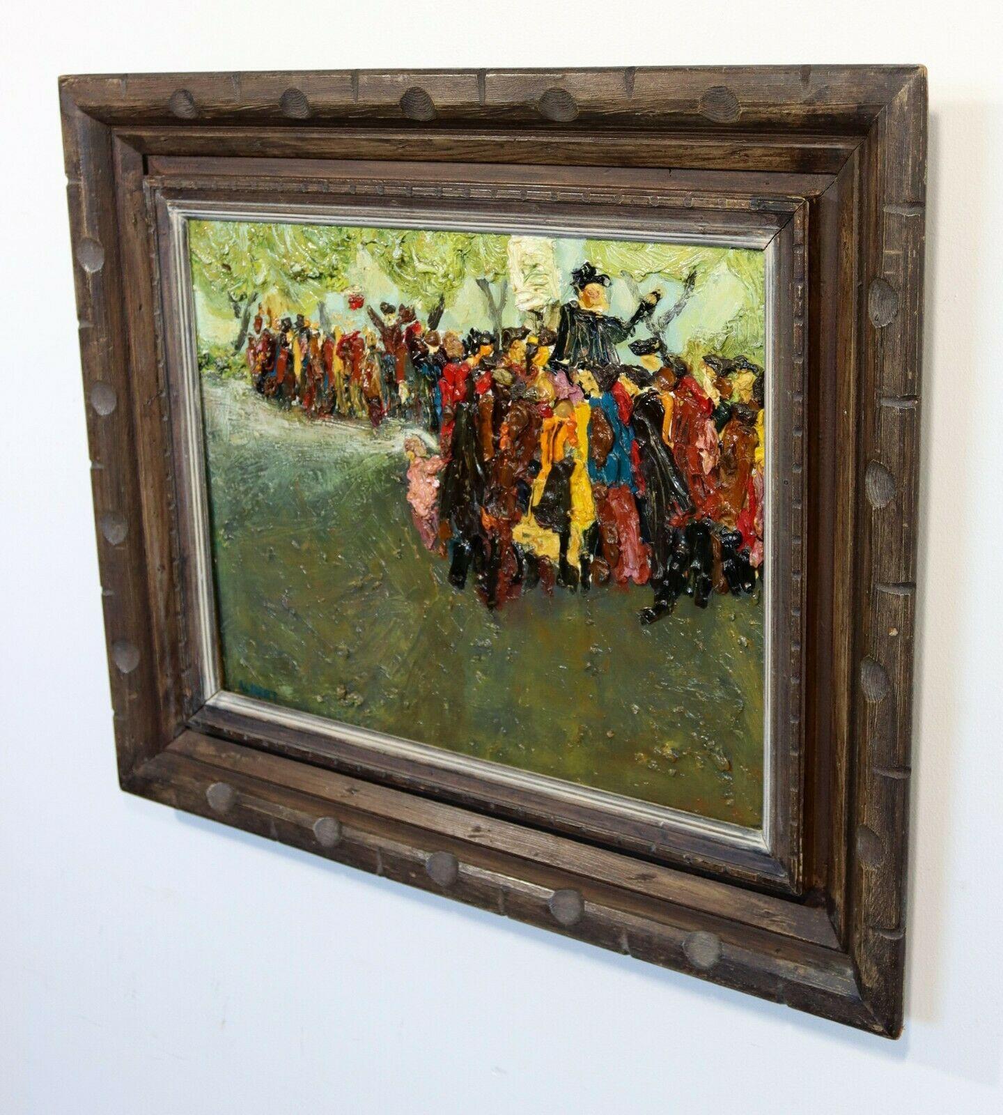 Paint Fred Albert Signed Hyde Park Framed Oil on Board