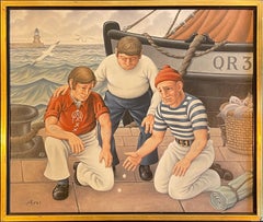 A Game of Dice, Modern Oil Painting on Canvas by Fred Aris