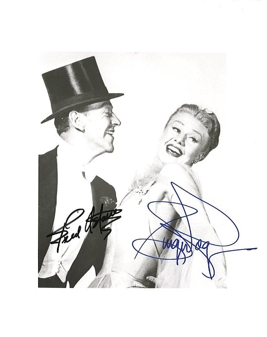 A black and white signed photo of Fred Astaire and Ginger Rogers, the most famous dance partnership in the history of Hollywood musicals

Fred Astair (1899 - 1987) and Ginger Rogers (1911 - 1995) were one of the most iconic on-screen couples in