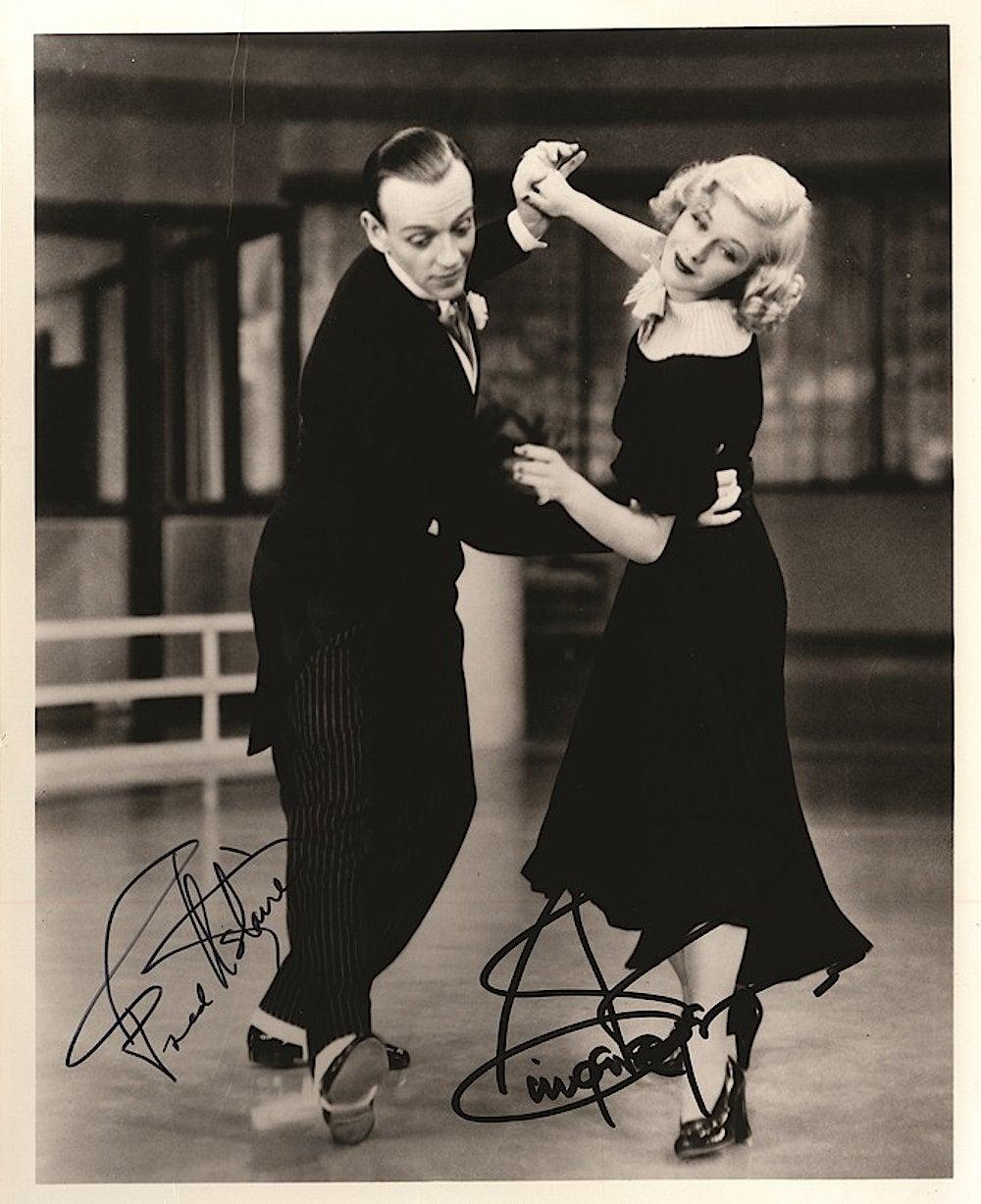 British Fred Astaire and Ginger Rogers Vintage Signed Photograph Black and White