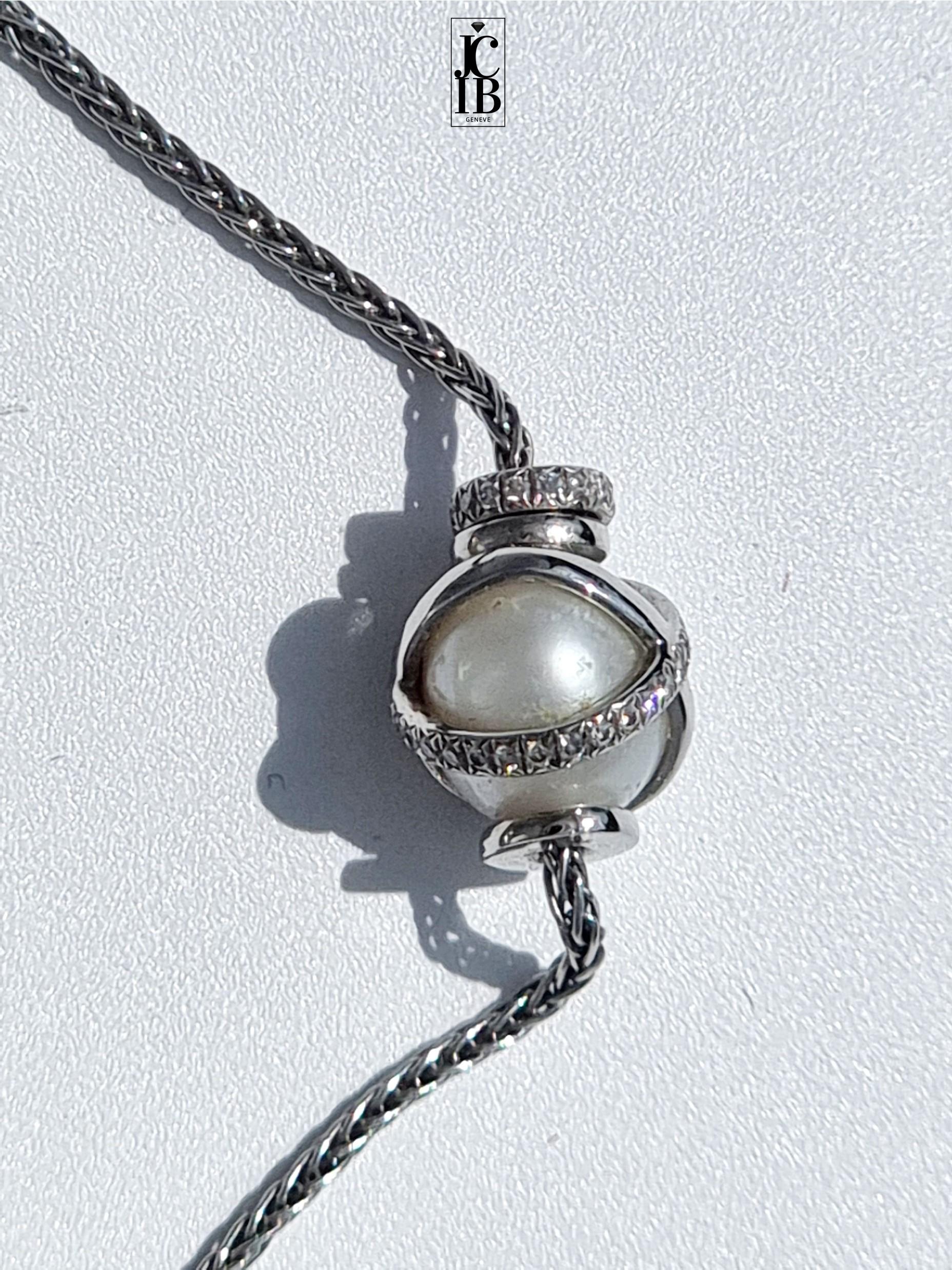 FRED BAIE DES ANGES Collier Y 2015 en platine, diamants et perles en vente 1