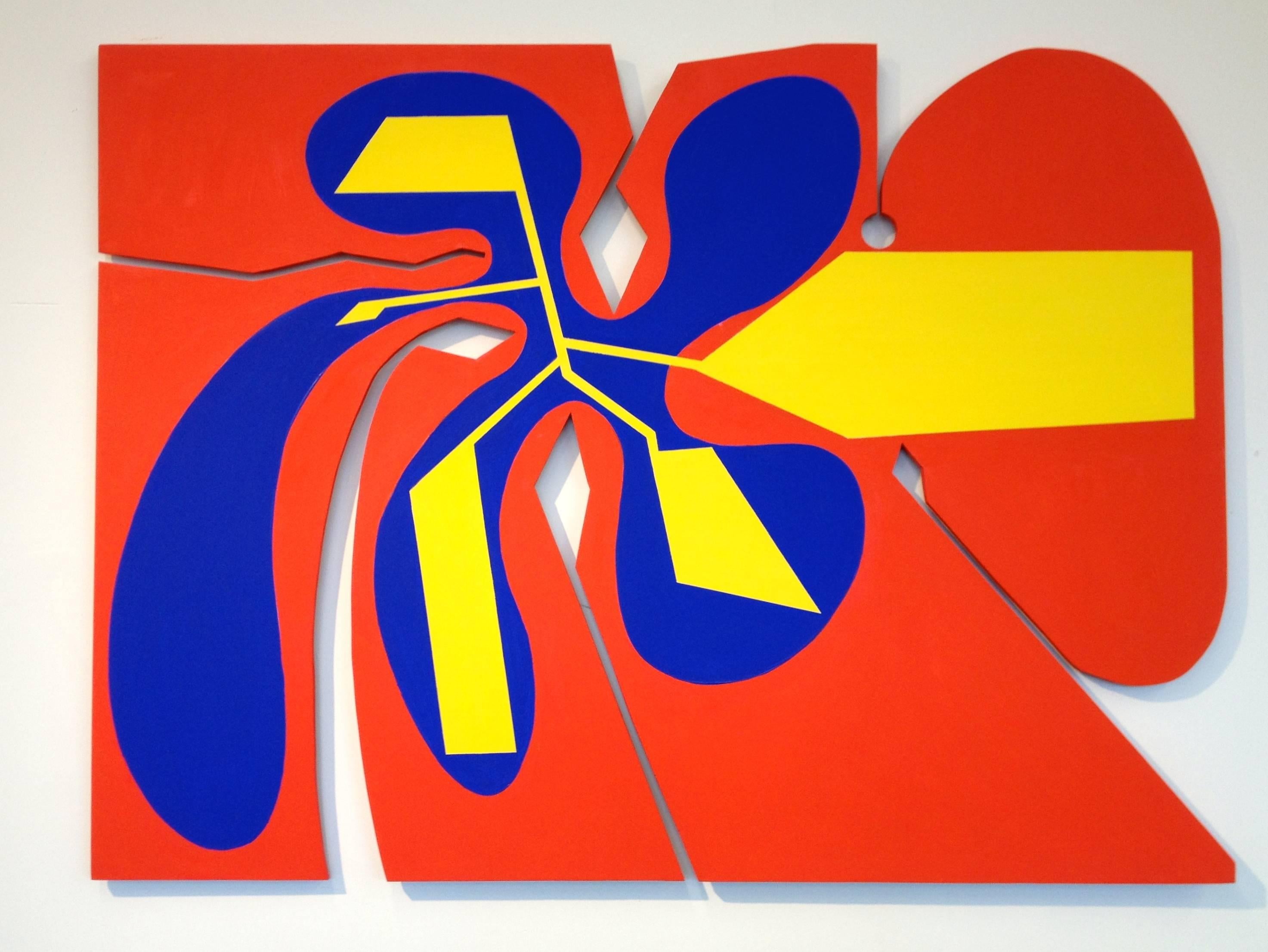 Fred Bendheim Abstract Sculpture - "Balanced Bouquet"'  flowers in primary red, blue and yellow 