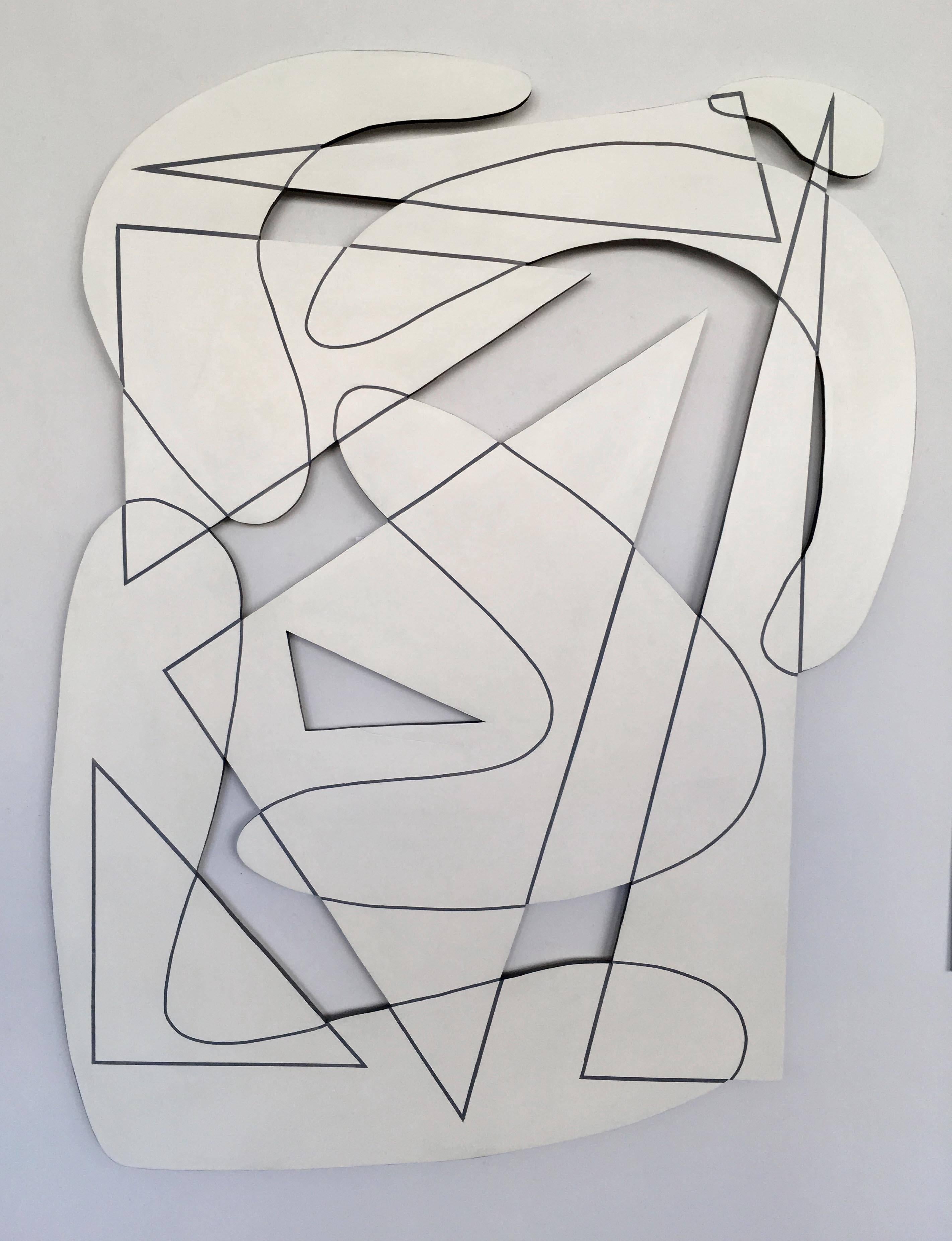 Fred Bendheim Abstract Sculpture - "Blonde",  geometric and organic shapes in back and white