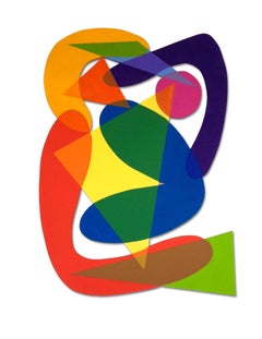 "Culibres"  shapes move, in a deep rainbow of colors