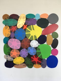 "X-Ray 2" wall relief of crayola bright pebble shapes