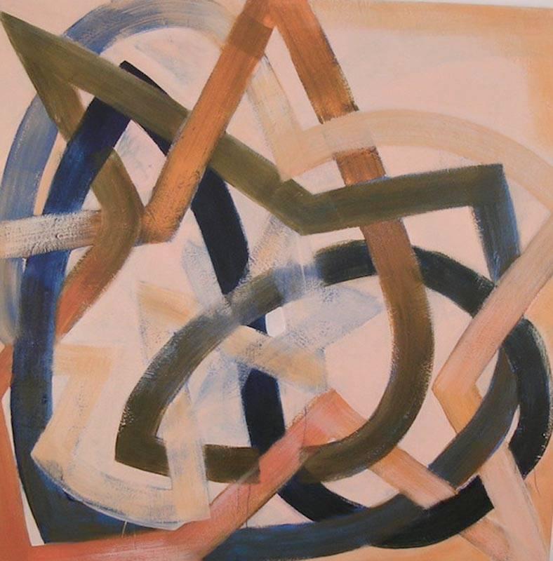 Fred Bendheim Abstract Painting - "Star",  geometric painted shapes in warm earth colors