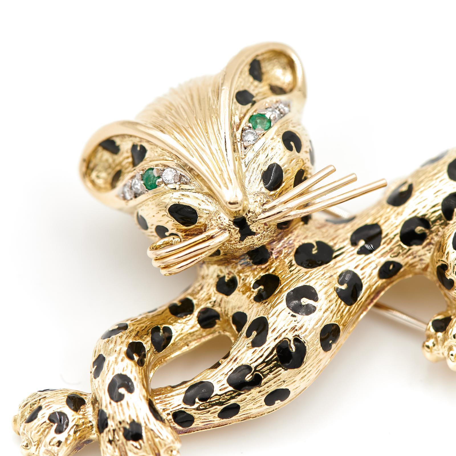 Brilliant Cut Fred Brooch Panthère Yellow GoldDiamond For Sale