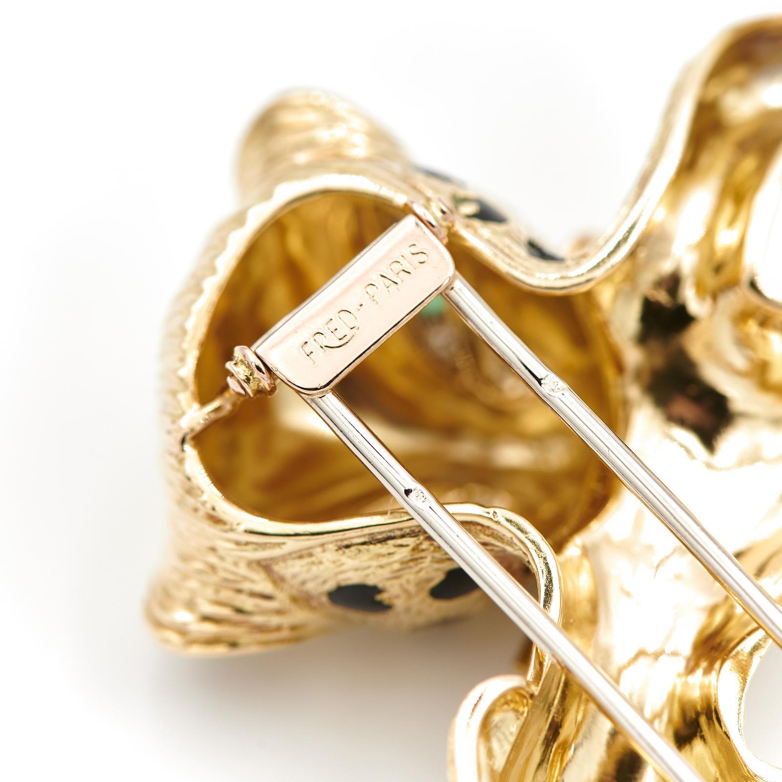 Fred Brooch Panthère Yellow GoldDiamond In Excellent Condition For Sale In PARIS, FR