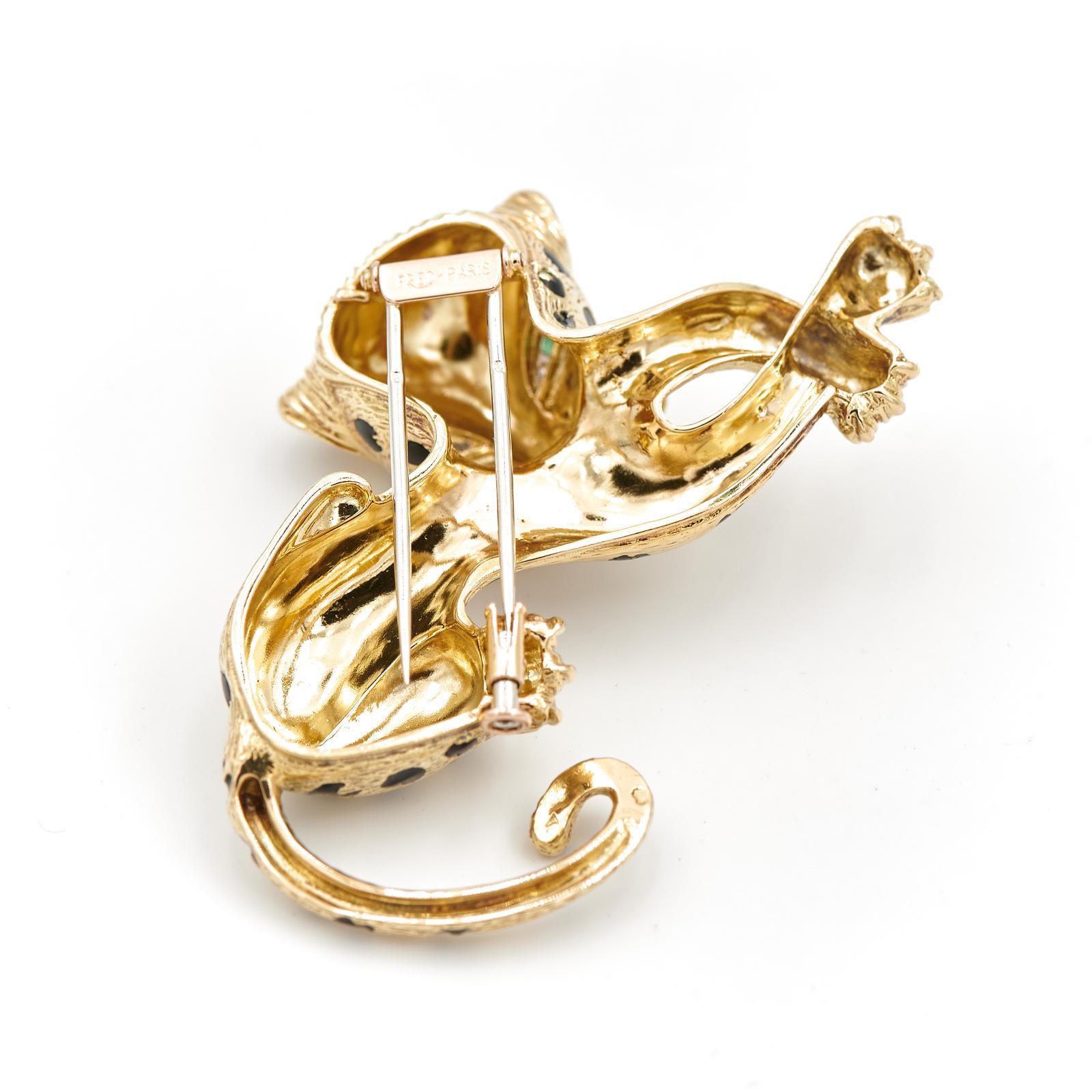 Fred Brooch Panthère Yellow GoldDiamond For Sale 2
