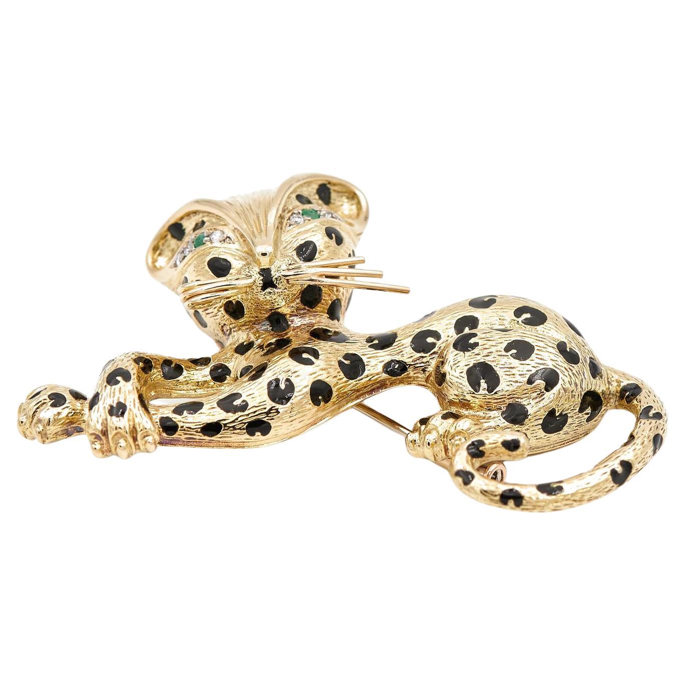 Fred Brooch Panthère Yellow GoldDiamond For Sale