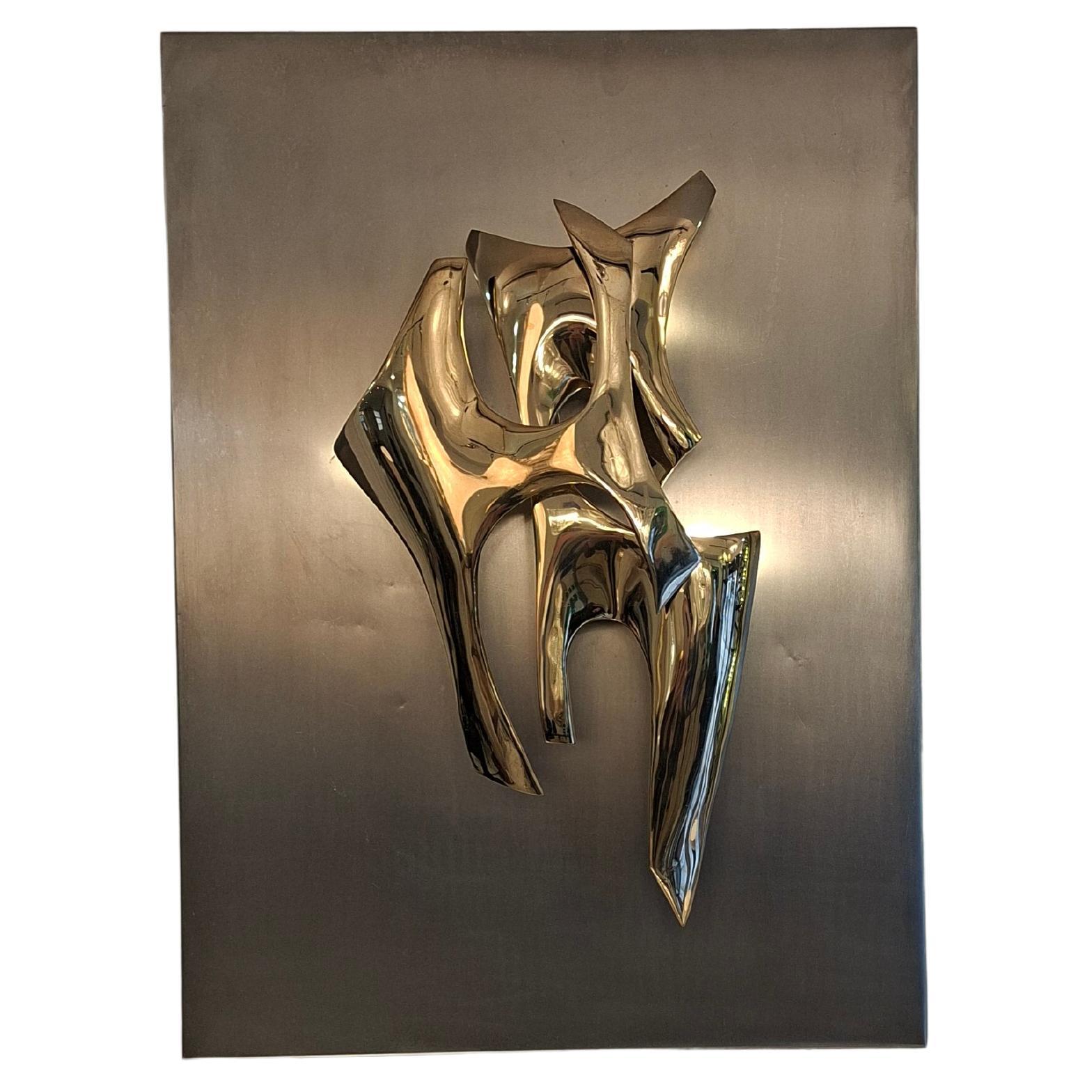 Fred Brouard, bronze sculptural sconce n°19/50, circa 1970 For Sale