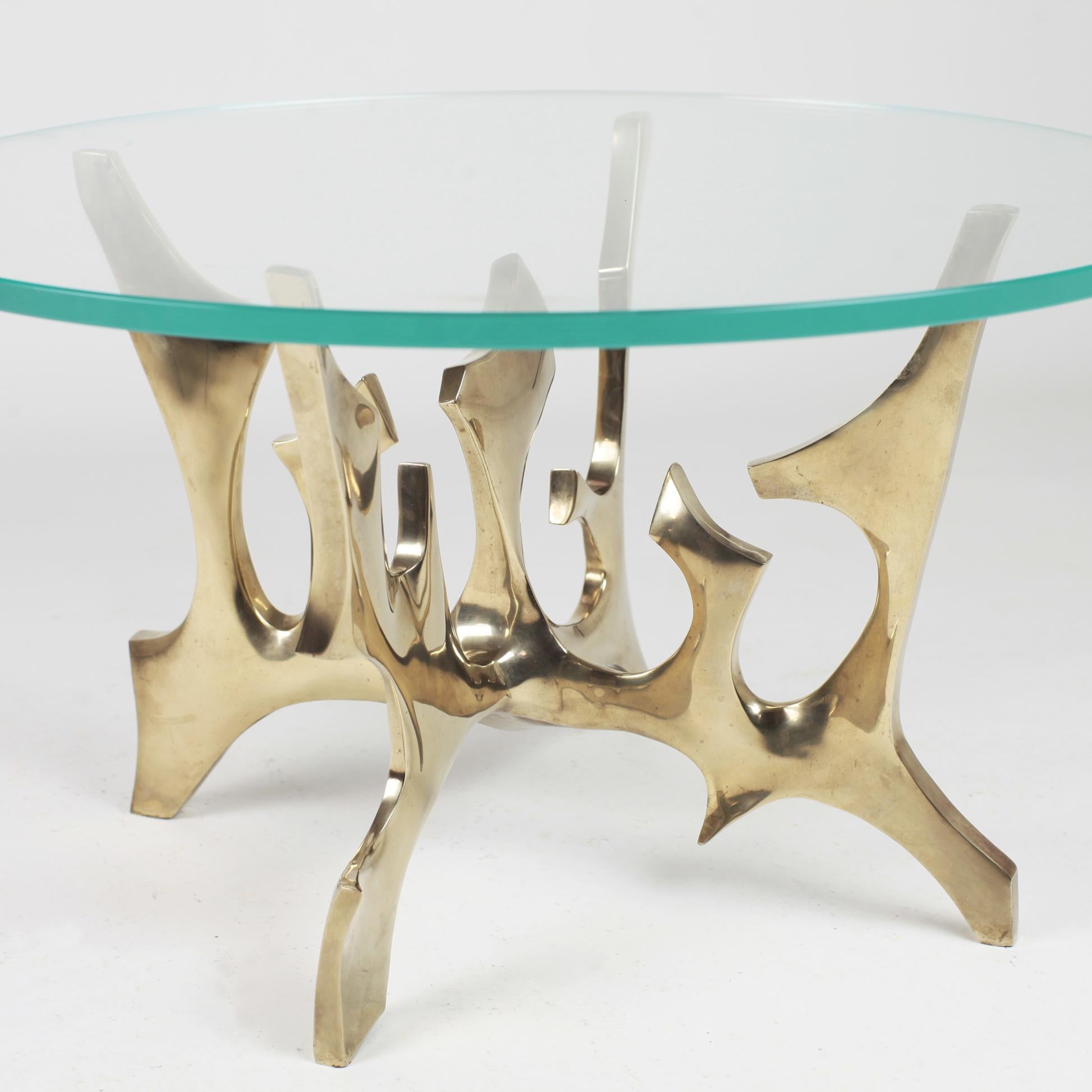 Fred Brouard Sculptural Gilded Brass Coffee Table In Good Condition In Saint  Ouen, FR