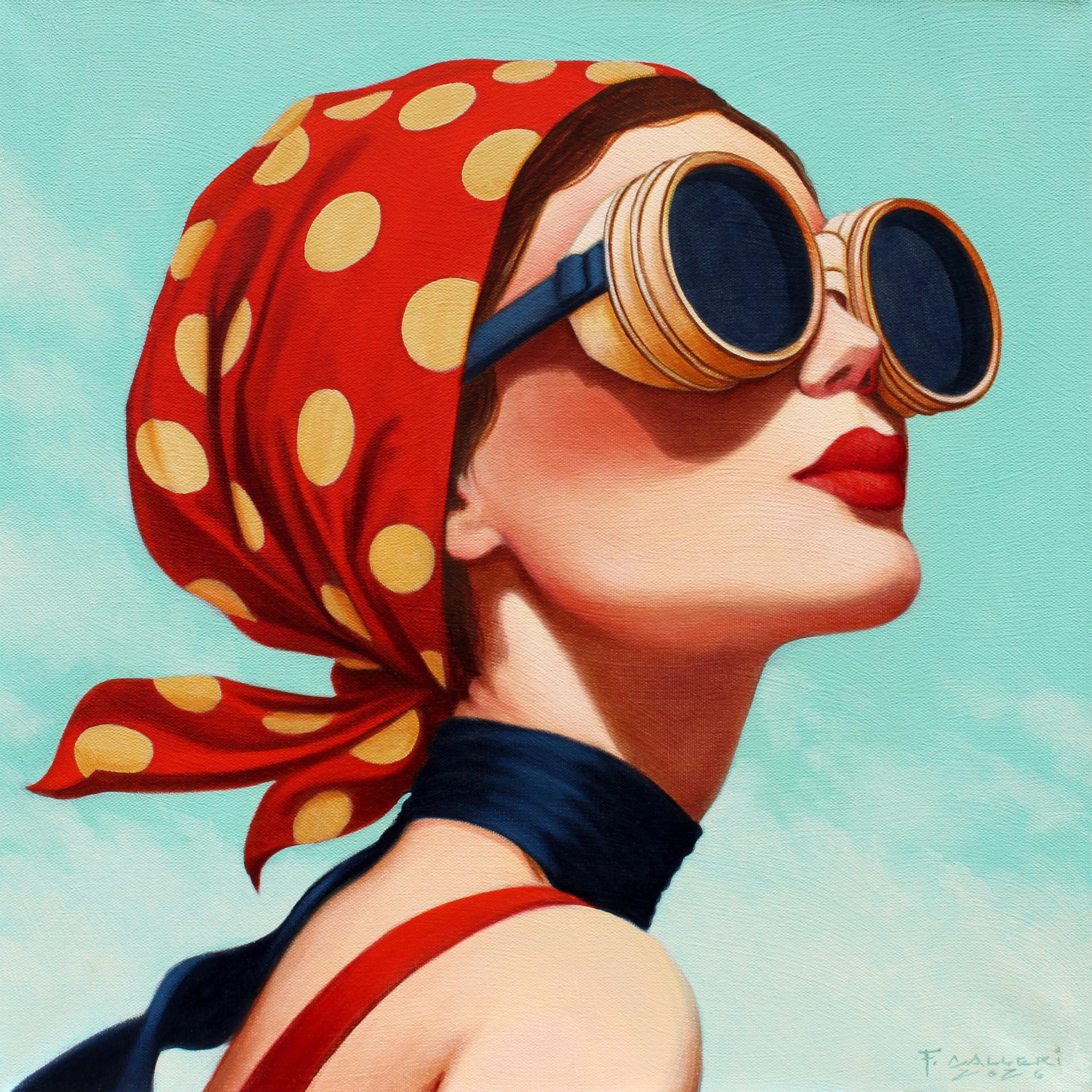 "Summer Breeze" vintage, nostalgia, pop, sunglasses, bright, red lipstick, woman