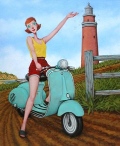 

Taking Turns

 oil painting of woman on turquoise vespa at Aquinnah lighthouse