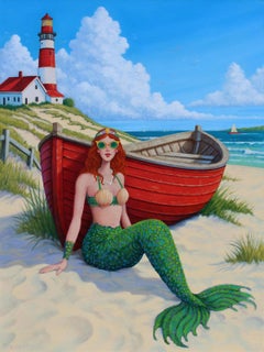 «The Bright Side»: sirena, pelo rojo, faro, costa, playa, bote rojo, diversión